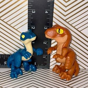 Jurassic park World Dinosaur Imaginext Orange & Blue Lot Baby Raptor Figure Toys